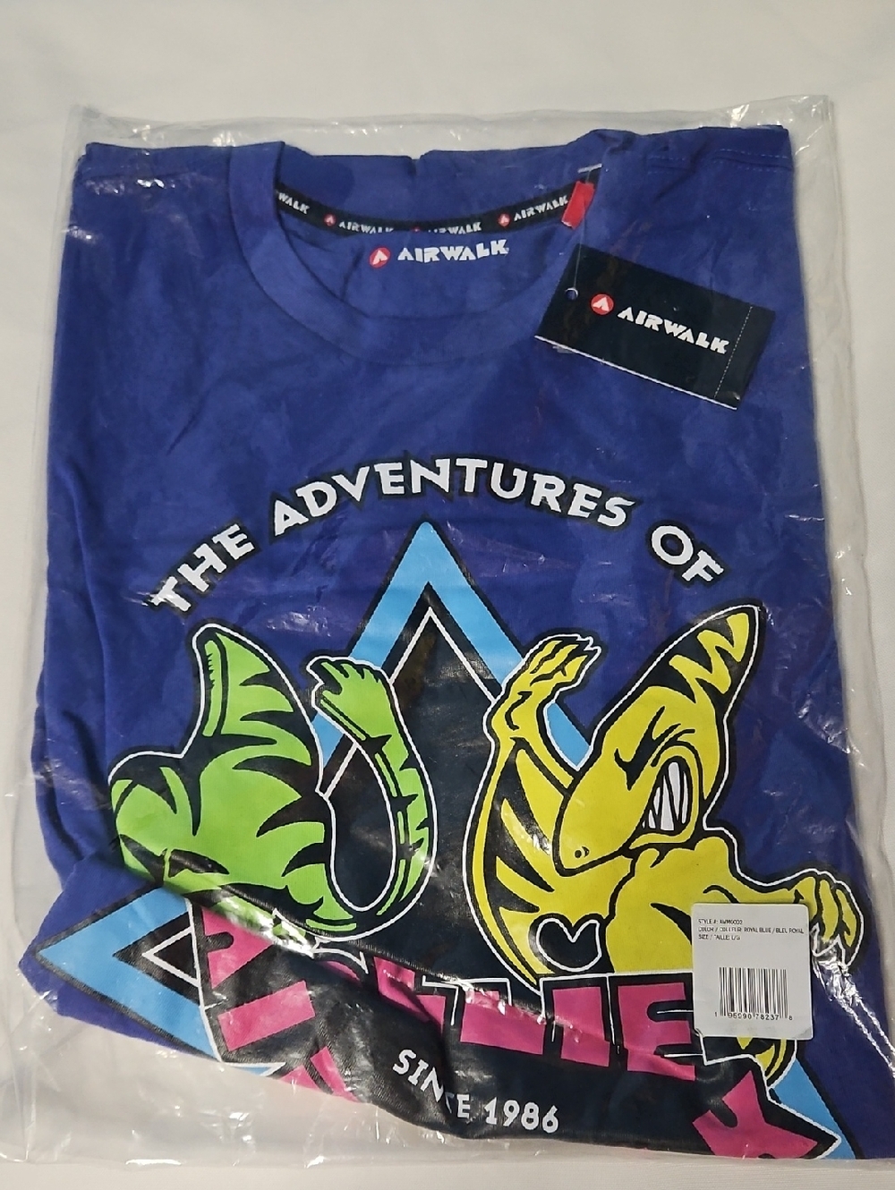 Airwalk Kids Blue Graphic Tee with Neon Dino Print